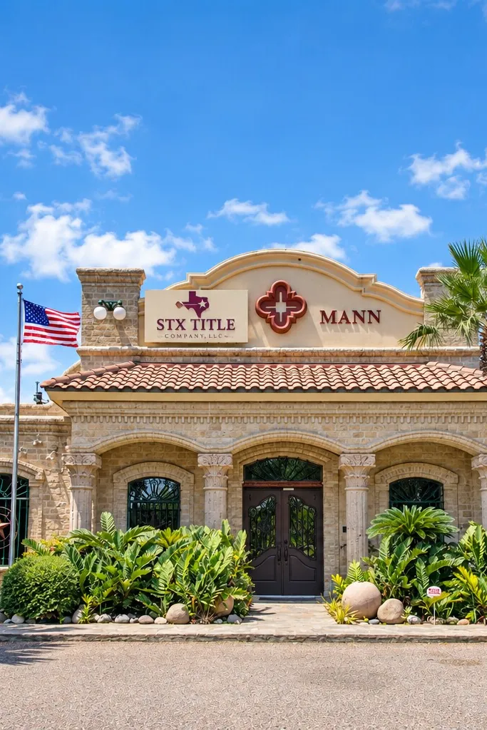 Front of the STX Title Company office building and entrance in Harlingen